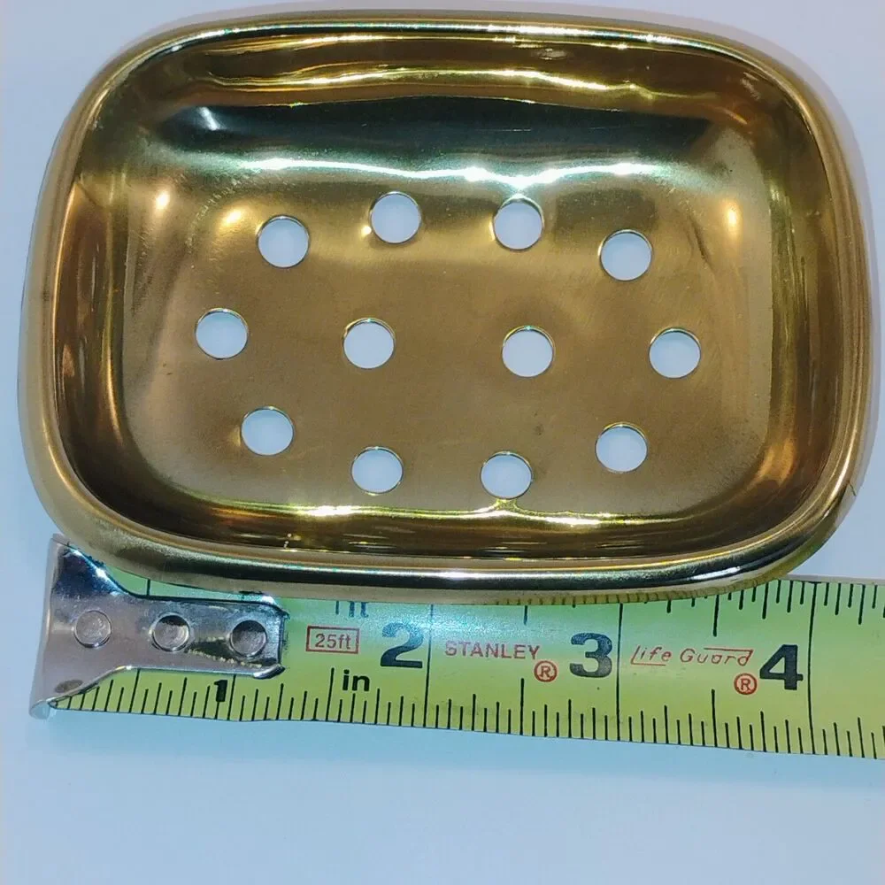 Vintage Solid Brass Soap Dish/sponge dish – NOS – Mid‑Century Bathroom Accessory